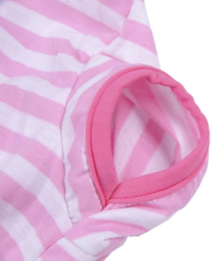 Pet Dog Pajamas Soft Cotton Shirt Jumpsuit Cute Overall Doggy Cat Strip Clothes Comfortable Apparel for Play Sleep