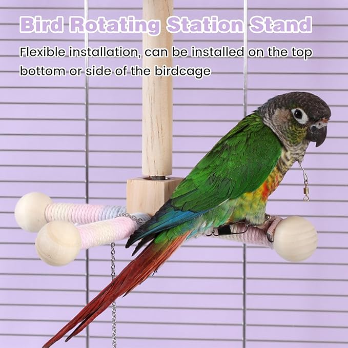 Wooden Perches for Bird Cages -360° Rotating Interactive Bird Perches for Cage,Suitable for Small and Medium-Sized Birds,Conure Budgies Cockatiels Lovebird Mynah Finches
