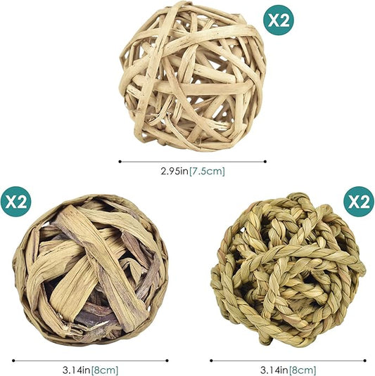 ERKOON Rabbit Toys Edible Woven Grass Ball Willow Ball, Made of Timothy Grass Hay and Willow of Treats and Chews Toy for Chinchilla Bunny Guinea Pig Gerbil