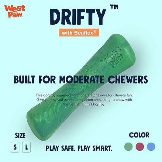 WEST PAW Seaflex Drifty Dog Toy – Machine Washable Dog Toys for Moderate Chewers – Eco-Friendly Zogoflex Toys for Dogs – Perfect for Gnawing, Fetch, Catch, Pet Training – 8.5" Large, Emerald