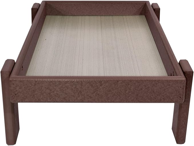 Amish American Made Platform Bird Feeder, Free Standing Ground Bird Feeders for Outdoors, with Raised Seed Tray for Wild Birds, Chicken, Squirrel, Gift for Birdwatchers (Milwaukee Brown)