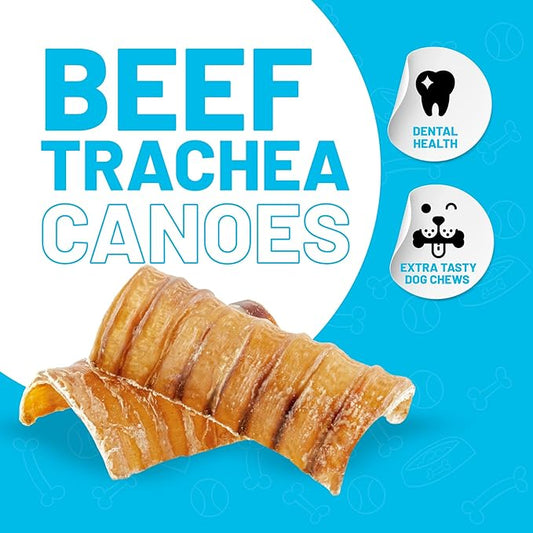 Sitka Farms Beef Trachea Canoes 3" Split Trachea - 50 Count - 100% Natural Single Ingredient - Rich in Glucosamine and Chondroitin - Healthy and Easy Digest Cow Premium Treat