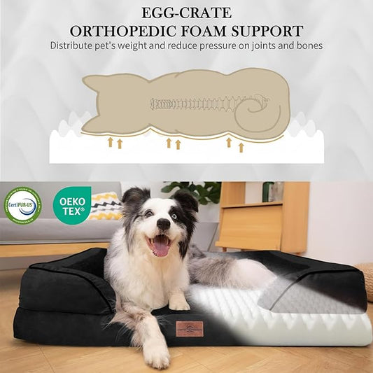 Comfort Expression Small Dog Beds Waterproof Orthopedic Foam Dog Sofa Beds for Small Dogs Comfy Pet Bed with Washable Removable Cover & Non-Slip Bottom(X-Small,Black)