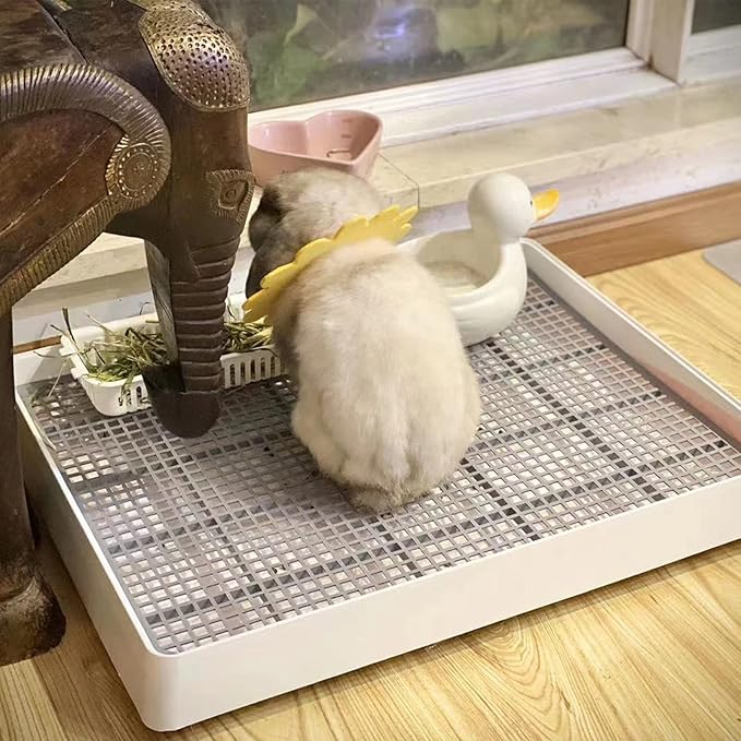 PODOO Rabbit Large Litter Box, Guinea Pig Training Pan Cage with Toilet Tray, Ideal for Rats, Ferret, Bunny Small and Medium Animals (Medium)
