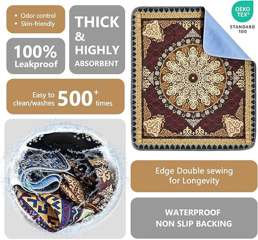 Qeils Washable Pee Pads, Reusable Puppy Pads 4 Pack 30"x34" Super Absorbent Leakproof Dog Training Pads, Non-Slip Wee Wee Pads for Crate, Floor, Potty Pads Feeding Mat Dog Pee
