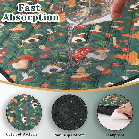 2 Pack Guinea Pig Cage Liners - Washable 47"X24" Bedding Pee Pad, Super Absorbent, Waterproof & Anti-Slip Reusable Mat for Rabbit, Hamster, Rat