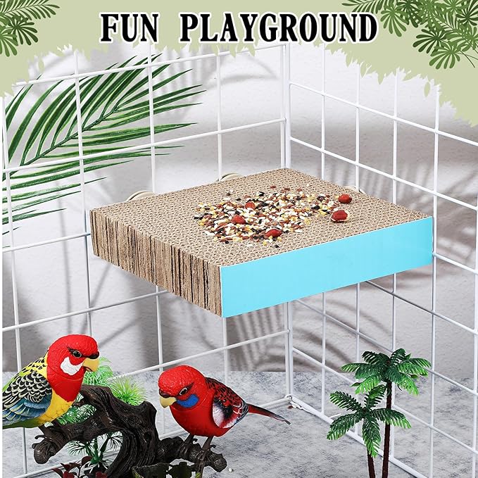 3 Pcs Bird Chew Toys Parrot Perch Cardboard Platform for Cage Bird Paw Grinding Stand Parrot Cage Playground Exercise Toys for Macaws Small Parakeets Budgies Conure Cockatiel(Large)