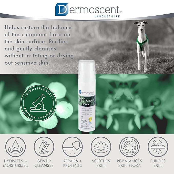 Dermoscent PYOclean® Spray for Dogs & Cats Balances the Skin, Prevents Pimples, Chin Acne, Reddened Skin & Scabs, 50 ml (1.66 fl. oz.)