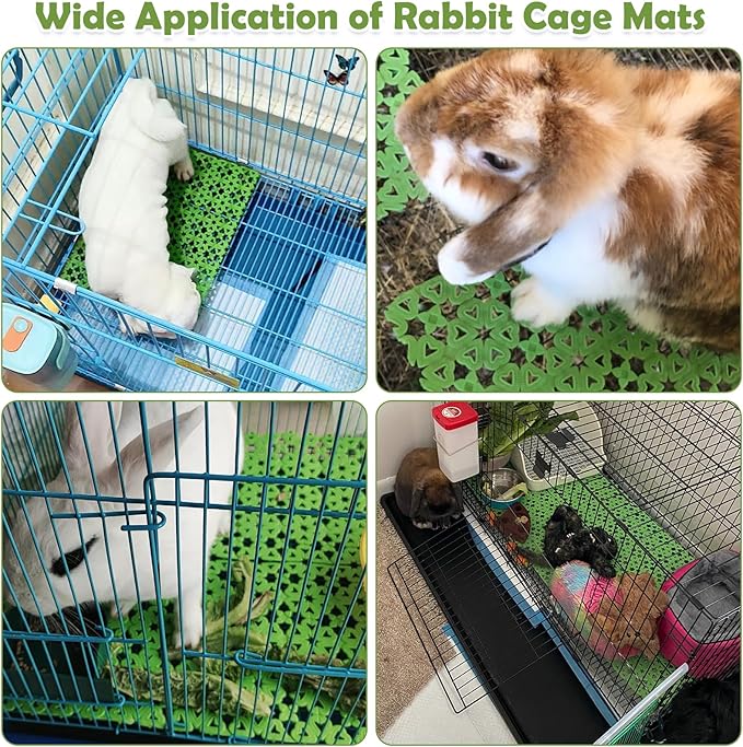 kathson 16PCS Rabbit Feet Pad Plastic Cage Mat Floor Mats Bunny Hole Leak Water Pads for Pet Cats Dogs Hamster Rat Chinchilla Guinea Pig and Other Small Animals