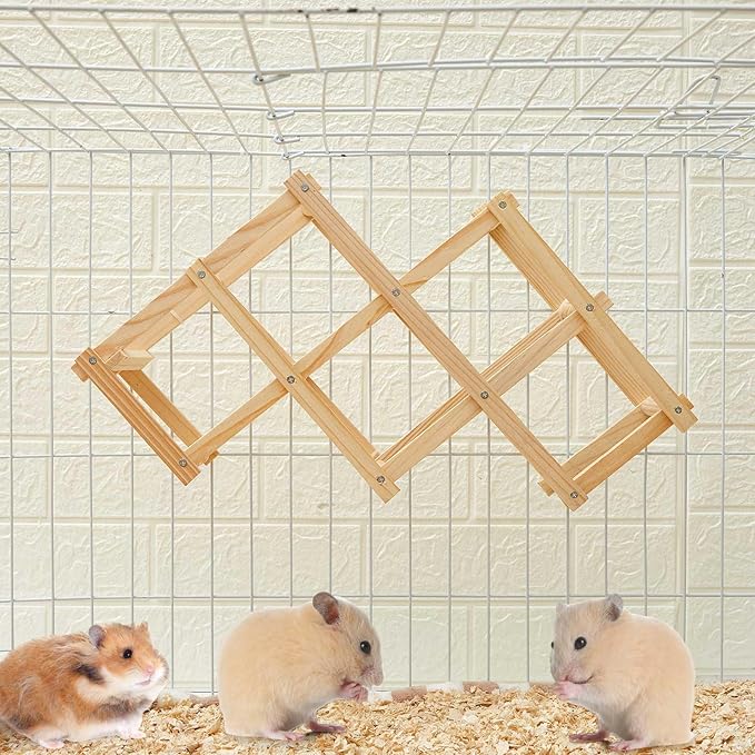 Wooden Rat Climbing Toys, Pet Rat Cage Accessories Climbing Ladder, Hamster Educational Toys, Hanging Hamster Supply for Exploring Chewing Exercising