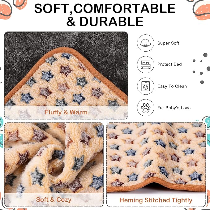 Tudomro 8 Pcs Guinea Pig Bedding Cage Liners Bulk Blankets Small Animal Flannel Throw Bedding Waterproof Absorbent Reusable Pet Pee Sleep Mat Pad Cover for Hamster Ferret(Star,16 x 24 Inch)