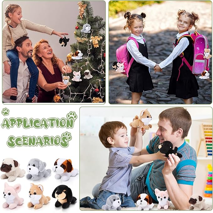 HyDren 6 Pcs Mini Puppy Stuffed Animals Small Dog Plush Bulk Puppies Realistic Cute Dog Toys Soft Plush Adopt a Pet Stuffed Animal Puppy Party Favor for Animal Birthday Party Gifts(Cute Style)