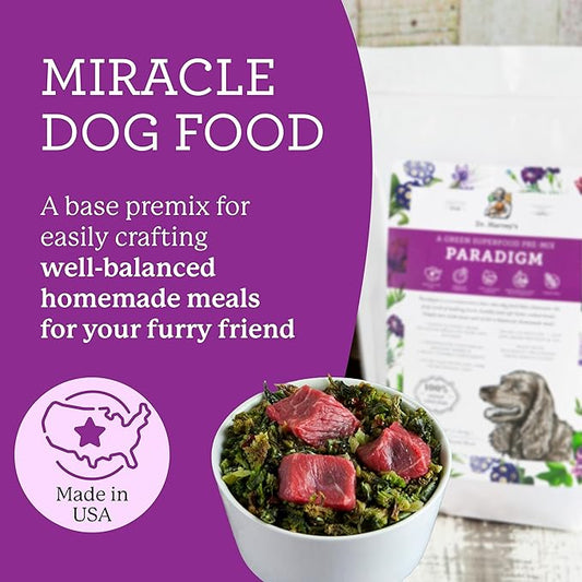 Dr. Harvey's Paradigm Green Superfood Dog Food, Human Grade Dehydrated Grain Free Base Mix for Dogs, Diabetic Low Carb Ketogenic Diet (6 Pounds)