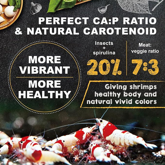 Ultra Fresh Shrimp Food, High Protein, Rich in Vitamins for Crystal, Caridina and Small Tropical Shrimp 2.04oz