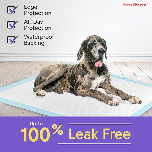 PETSWORLD Giant Dog Potty Pads, Odor-Eliminating, 36" x 36", Ultra Absorbent 5-Layer Leak-Proof Training Pads for Dogs & Cats (36x36, 200 Count)