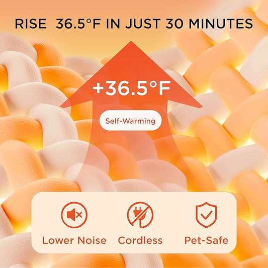 Bedsure Self Warming Blanket for Bed - Sherpa Fleece Waterproof Dog Blankets for Large Dogs, Pet Blankets for Bed/Couch/Dog Crate, Soft Plush Reversible Furniture Protector, Twin Size, 80"x60", White