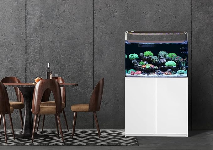 LANDEN Aquarium Wooden Stand and Cabinet for up to 55 Gal Tank, Fish Reptile Sea Salt WaterTank Stand, Nano Foam Leveling Mat Included, W35.5xD19.7xH31.5 in, Wooden Matte White Painted(Stand Only)