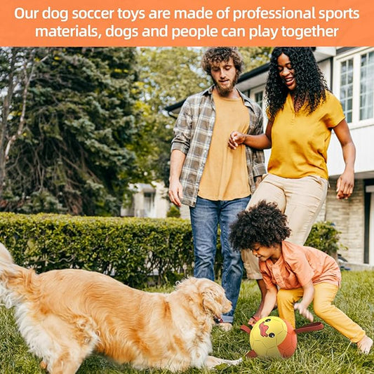 QDAN Dog Toys Soccer Ball with Straps, Interactive Dogs Toys for Tug of War, Puppy Birthday Gifts, Dogs Tug Toy, Dog Water Toy, Durable Dog Balls for Medium & Large Dog - Duck(8 Inch)