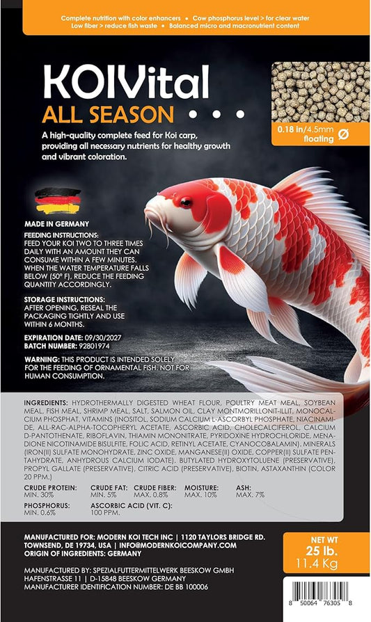 Koi Vital All Season Swim Fish Food (8 Pack 2.5lb)