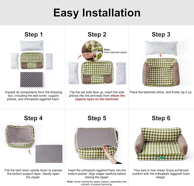 MEWOOFUN Orthopedic Dog Bed Sofa for Small Medium Dogs, Cat Bed for Indoor Cats, Egg- Foam Pet Bed Dog Couch with Removable Washable Cover and Non-Slip Bottom (Large, Grey)