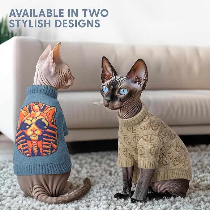 The Cat Ladies Sphynx Cat Sweater - Comfortable and Stylish Kitty Sweaters for Cats Only - Warm Cat Apparel Supplies - Shirt Designed for Hairless Cats - Sphynx Cat Clothes - M