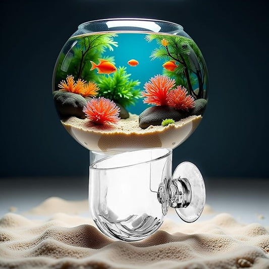 1Pc Oval Aquarium Plant Holder Cup - Crystal Glass Aquatic Plant Pot, Aquarium Aquatic Planter | Red Shrimp Live Plants Fish Tank Glass Holder