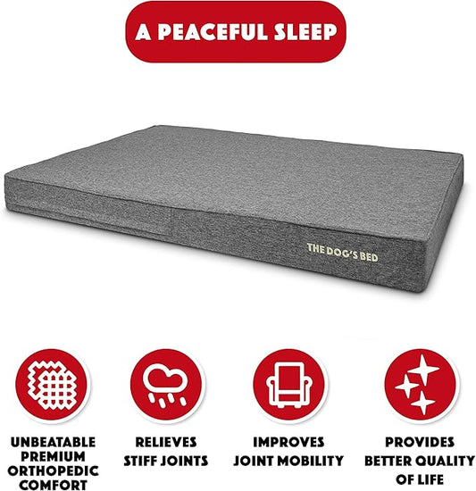 The Dog’s Bed Orthopedic Memory Foam Dog Bed, XXXL Grey Linen, Pain Relief for Arthritis, Hip & Elbow Dysplasia, Post Surgery, Lameness, Supportive, Calming, Waterproof Washable Cover