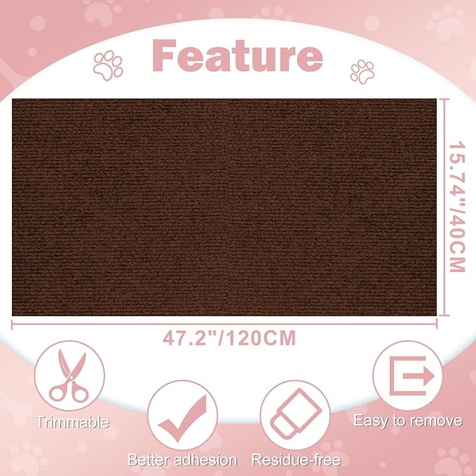 Bed Cat Scratcher Pad,47.2"x15.8"Cat Scratching Mat,Self-Adhesive Trimmable Anti Scratch Bed Couch Wall Corner Furniture Protector from Cat Claws,Easy Use for Cat Carpet/Door/Post