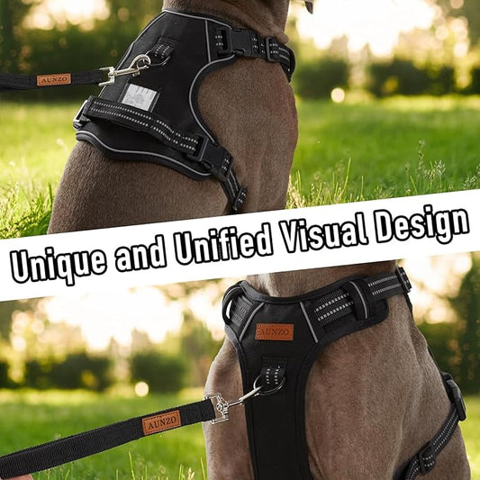 No Pull Dog Harness for Extra Large Dogs, Release on Neck, for Alaska Malamute, Bull Mastiff, Rottweiler, Great Dane etc, for Training Casual Walks Jogging, Easy Control Vest with Handle, Black, XL