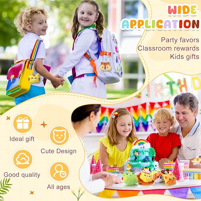 Libima 150 Pcs Mini Stuffed Animals Sea Animal Fruit Plush Keychain Set for Carnival Birthday Classroom Prizes Decoration for Clothes (Jungle Animals)