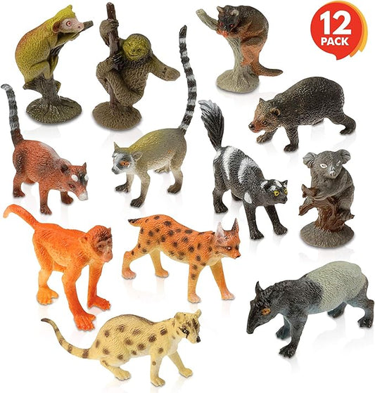 ArtCreativity Rainforest Figurines Toys Set - 12 Pack - Mini Plastic Jungle Rain Forest Figures for Kids and Toddlers - Birthday Party Favors, Giveaways, Goody Bag Fillers, for Boys and Girls