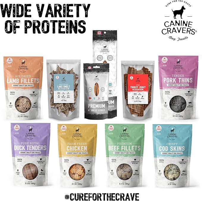 Canine Cravers Single Ingredient Dog Treats – Healthy and Nutritious Human Grade Air Dried Hypoallergenic Pet Food - Grain Free, Gluten Free and No Soy – 100% All Natural Variety New 3 Pack