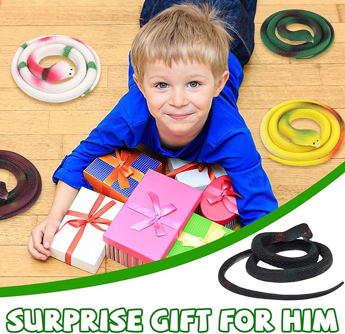 11 Pieces Toy Snakes, 30 Inch Rubber Snakes 16 Inch Fake Snake Realistic Snake for Garden Props to Keep Birds Away, Pranks, Boys’ Favorite, Pool Party, Bathtub Floater