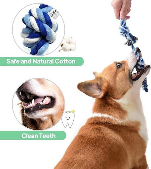 Dog Rope Toy 4 Pack - Puppy Teething Toys for Small Breed - Indestructible Dog Chew Toys for Aggressive Chewers - Cotton Tug of War Dog Toys for Boredom, Teeth Clean