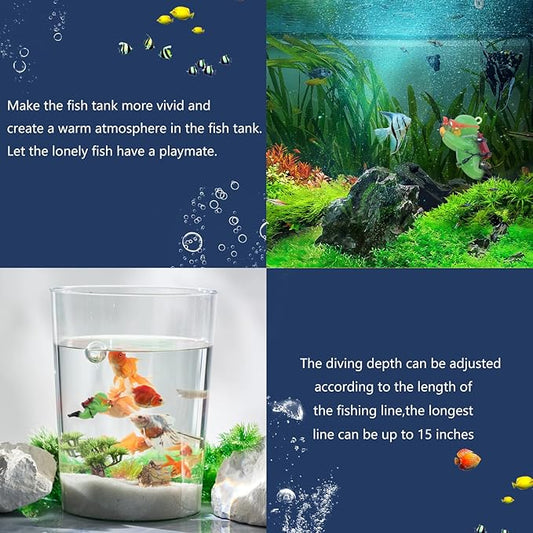 onesimcr Floating Fish Tank Decorations, Aquarium Decorations, Lovely Diver Fish Tank Decorations, Floating Device Fish Tank Accessories,Suitable for All Kinds of Fish Tanks(Light Green)…