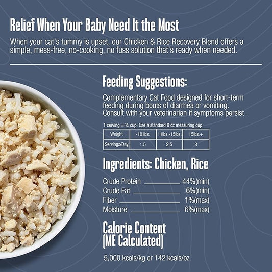 Whole Life Cat Freeze Dried Cat Food - Bland Diet with Sensitive Stomachs, Digestive Support, Anti-Diarrhea & Vomit Remedy β Human-Grade, Quick & Easy Chicken and Rice Meal, Ready in Minutes