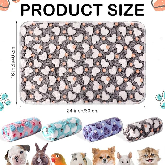 Tudomro 8 Pcs Guinea Pig Bedding Cage Liners Bulk Blankets Small Animal Flannel Throw Bedding Waterproof Absorbent Reusable Pet Pee Sleep Mat Pad Cover for Hamster Ferret(Heart,16 x 24 Inch)