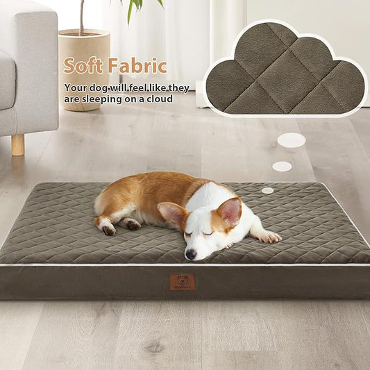 WNPETHOME Orthopedic Big Dog Beds Large Sized Dog, Waterproof Extra Large Dogs Bed with Removable Washable Cover, Multi-Needle Quilting Dogs Crate Bed
