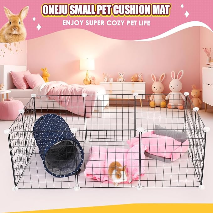 Rabbit Bed - Reversible Small Pet Mat with Two Removable Washable Covers, Snuggle Bed for Rabbits and Adult Guinea Pigs, Pink and Dark Gray Respectively