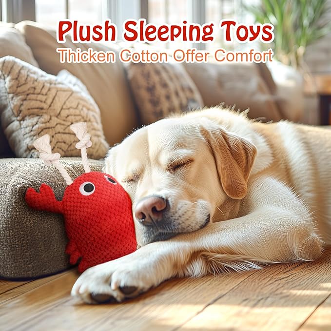 CiyvoLyeen Lobster Interactive Dog Toy to Keep Them Busy with Electric Moving Automatic Ball, Plush Stuffed Funny Cute Puppy Pet Toy for Boredom Christmas Birthday Gift for Small, Medium, Large Dogs