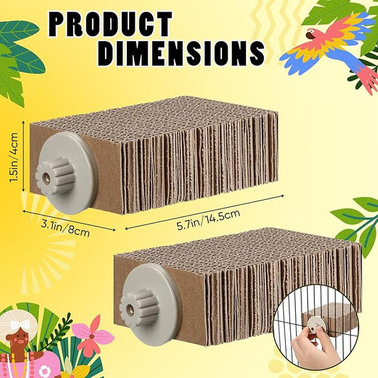 3 Pcs Bird Chew Toys Parrot Perch Cardboard Platform for Cage Bird Paw Grinding Stand Parrot Cage Playground Exercise Toys for Macaws Small Parakeets Budgies Conure Cockatiel (Small)