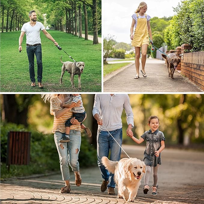 Long Dog Leash 15 FT: Heavy Duty Rope Leashes for Dogs Training with Swivel Lockable Hook Reflective Threads Bungee and Padded Handle - Dog Lead for Large Small Medium Dogs Outside Walking Hiking blue