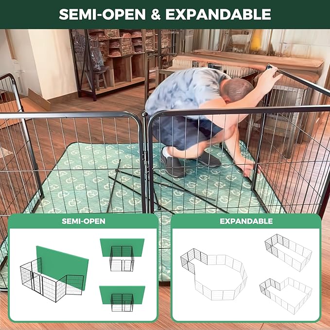 FXW Homeplus Unleashed Indoor Dog Playpen - Stress-Free and Safe Play, Heavy Duty 40 Inch 16 Panels Dog Pen for Medium and Large Dogs, Black│Patented