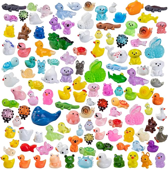 120pcs Mini Resin Animals 120 Styles Variety Tiny Animals Figures Miniature Little Small Animal Figurines Bulk for Micro Fairy Garden Landscape Accessories Hide Crafts Decor Aquarium