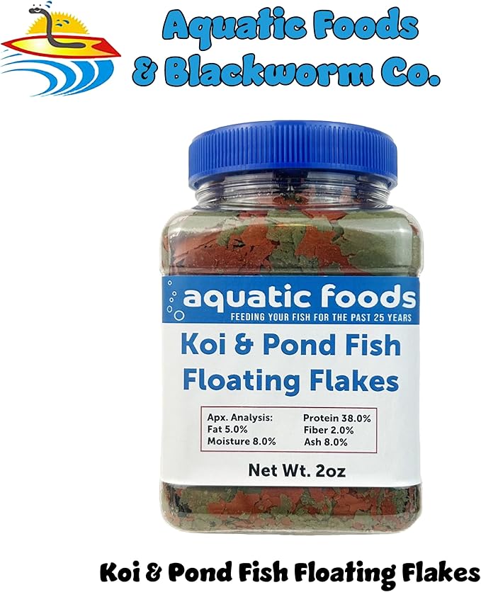 Aquatic Foods Inc. Koi & Pond Fish Krill Flakes. Arctic Krill Flakes with Natural Carotenoids Color Enhancers to Enhance The Vibrant Colors of Fish Also Pellet Mix, Wafer Mix Included…2oz