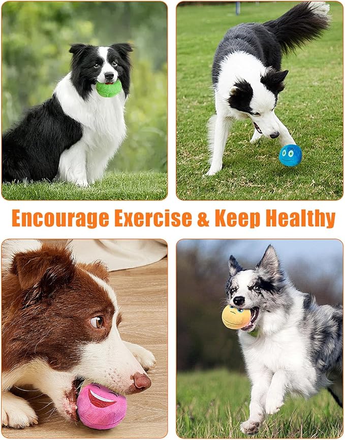 Squeaky Dog Toys, Stuffed Plush Puppy Toy Balls to Keep Them Busy, (8 Pack) Interactive Funny Pet Ball with Squeaker for Puppies Small Breed Medium Dogs