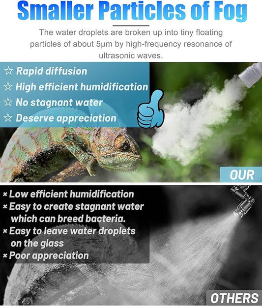 Reptile Fogger Humidifier Fog Machine Mister with 4L Visible Tank,with Dry-Run Protection Compatible with All Terrariums and Enclosures, Ideal for Reptiles/Amphibians/Plants/Herps/Vivarium/Moss