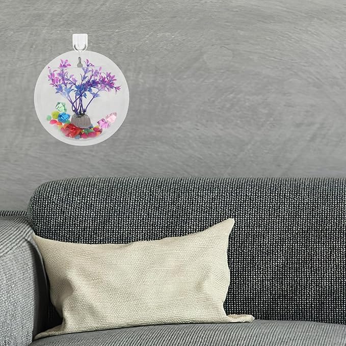 POPETPOP Wall Mounted Fish Bowl : Acrylic Hanging Fish Tanks Transparent Aquarium Wall Plant Pot for Home Decor, 5.89X5.89X2.75in