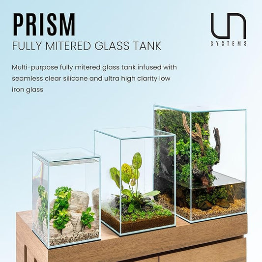 Ultum Nature Systems Prism Rimless Aquarium - Low Iron Glass, Cube With Mitered Lid, Tall Fish Tank, Multi-Purpose Vertical Nano Tank for Home & Office - UNS Prism, 20TM