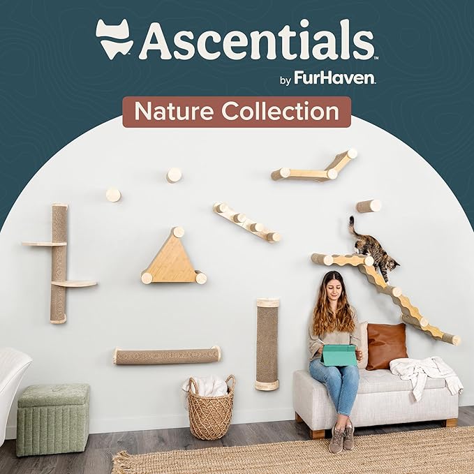 Cat Climbing Wall System – Modern Floating Shelves & Perches for Cats - Sunrise Steps | Ascentials by FurHaven